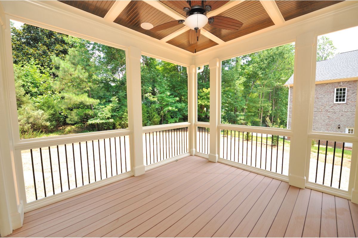 rear patio with beautiful deck design