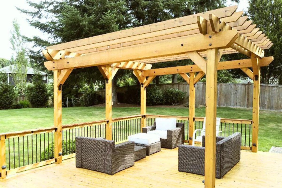 professional wood pergola design in outdoor space